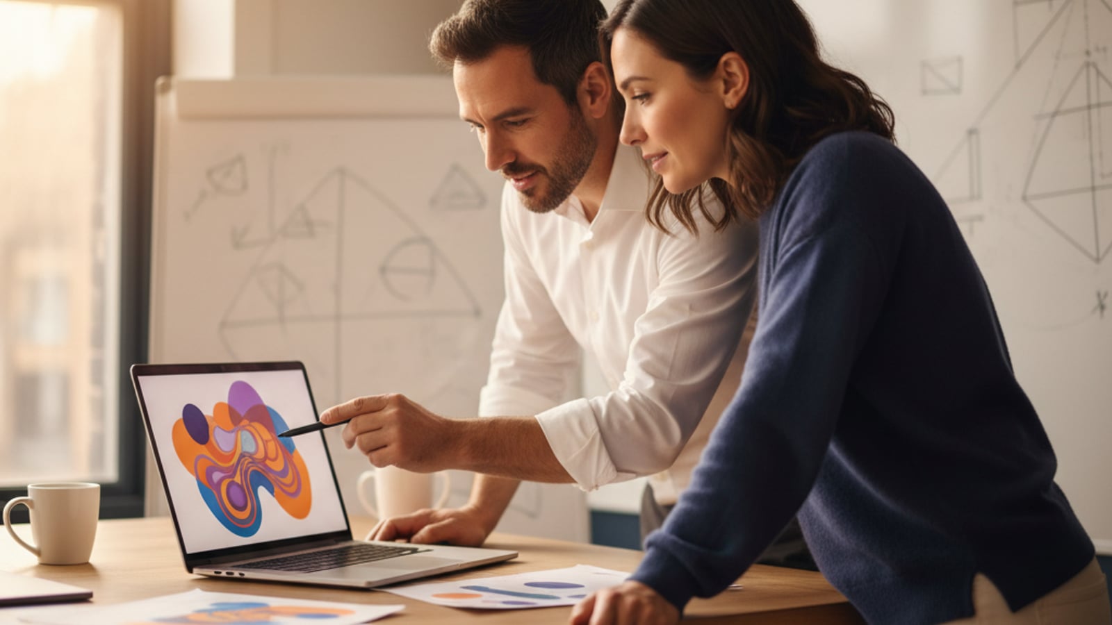 Two fitness studio managers collaborate intently over a laptop, strategizing effective review management for gyms and fitness studios.