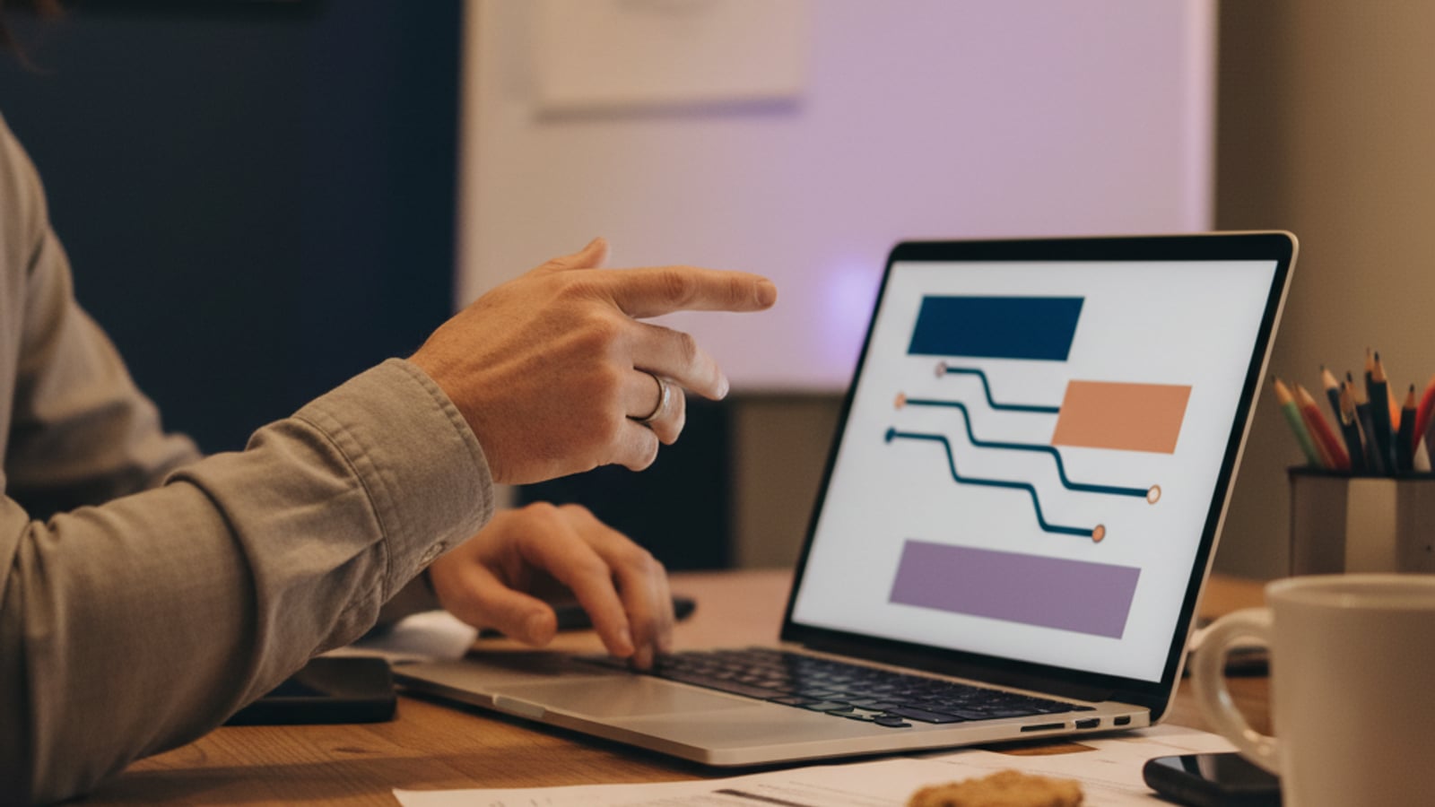 Close-up of hands typing on a laptop, streamlining lead nurture automation for real estate agents with a focused process.