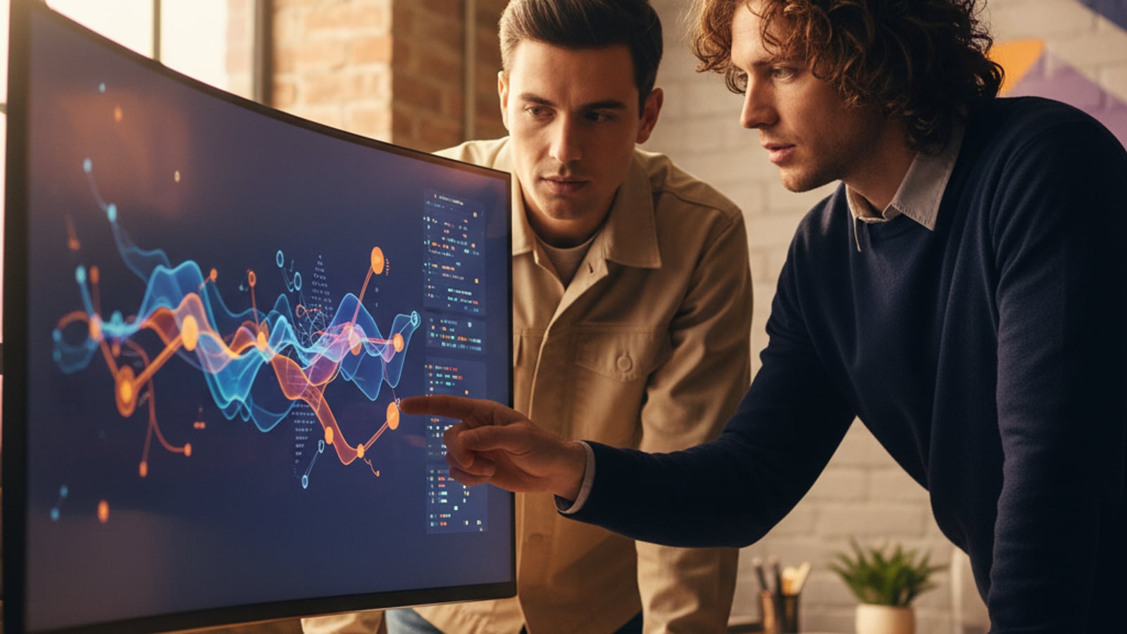 Two focused engineers collaborate on system design, configuring robust business automation services for small businesses in Marlton, NJ.